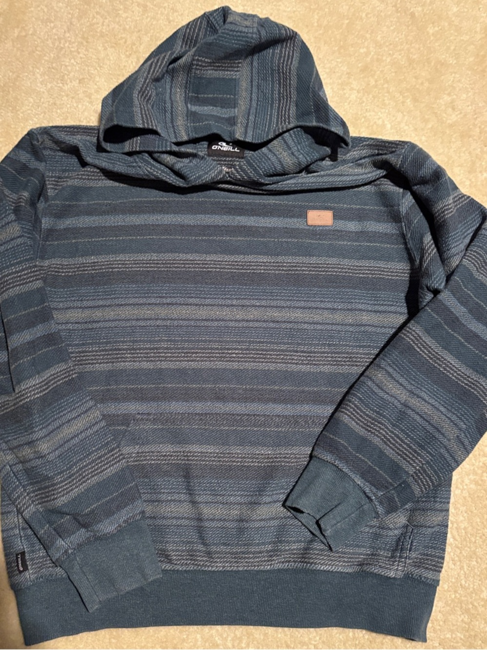 O'Neill Blue and Slate Striped Kids Hooded Pullover